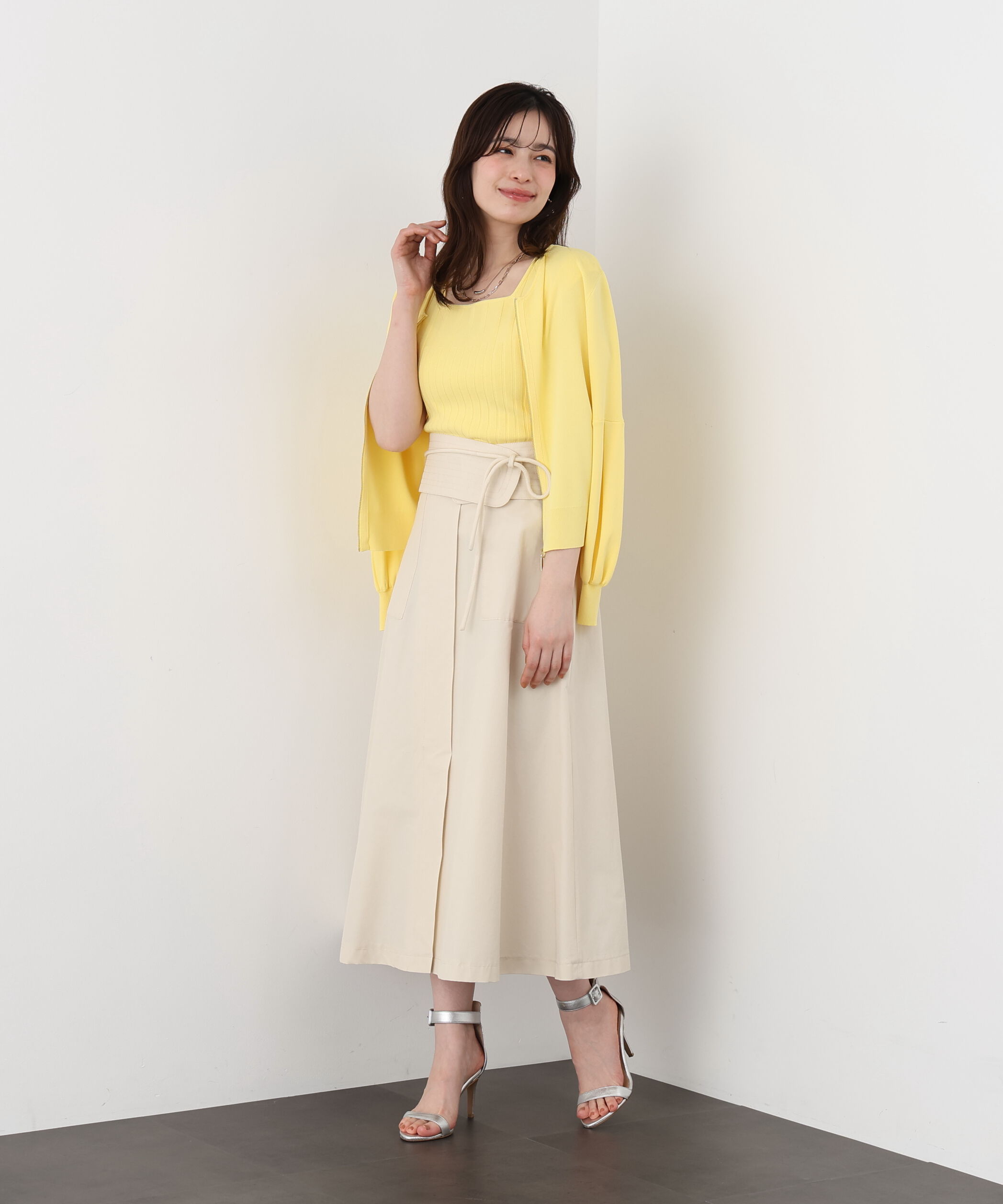  「ステッチベルトフレアースカート」|スカート|