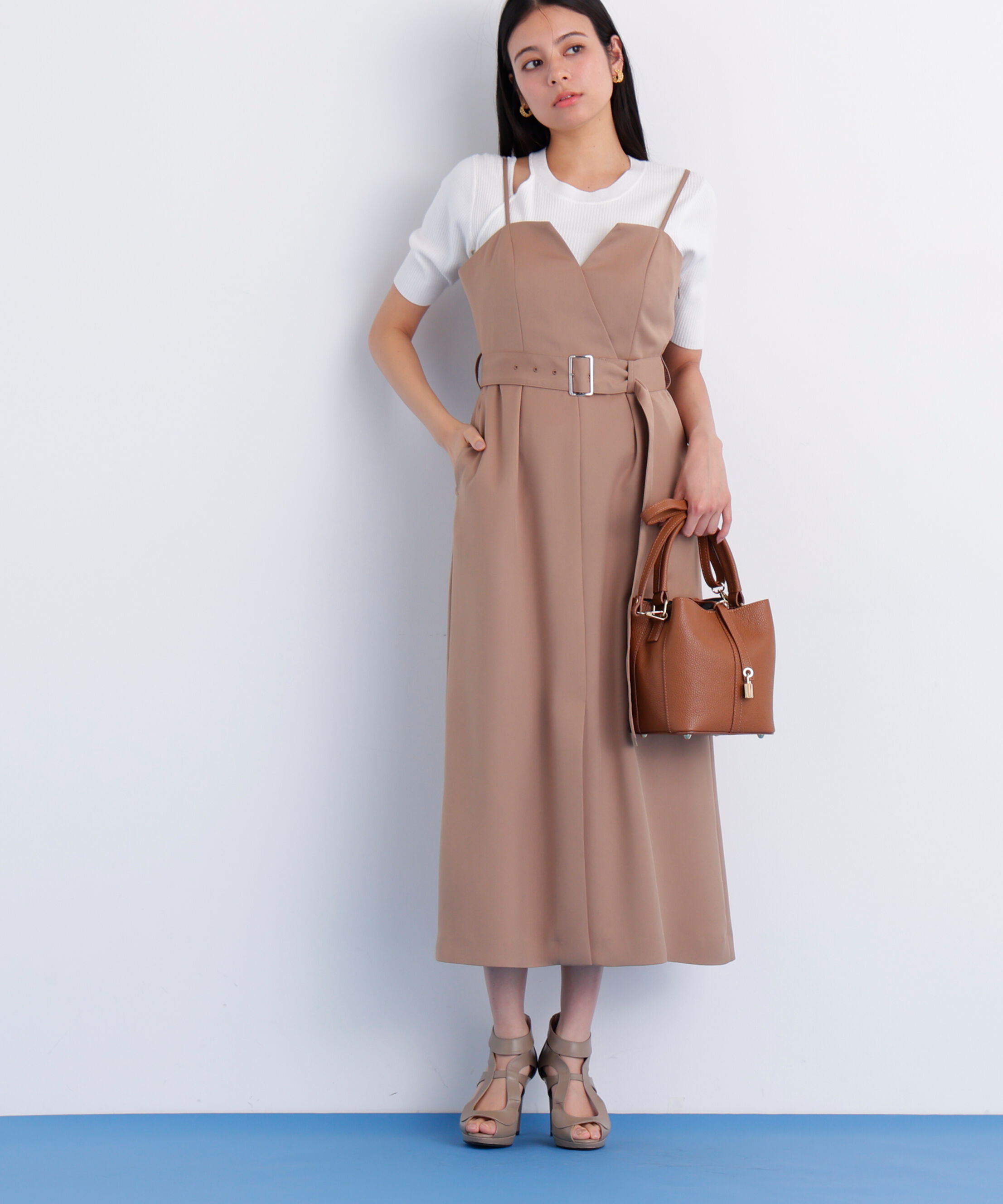  「［美香さん着用］ストラップジャンパースカート」|ワンピース|