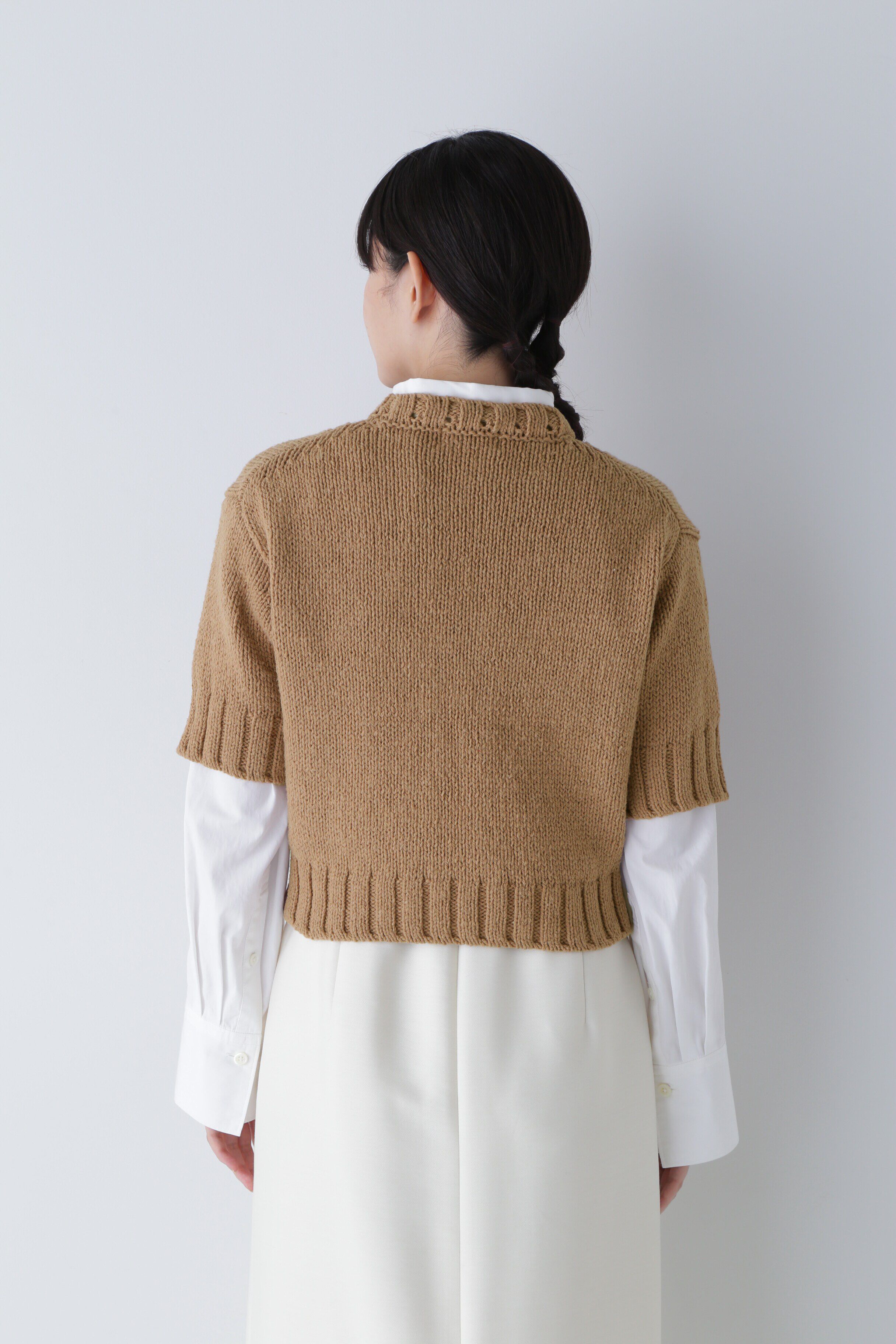  「◆ハーフスリーブ　ブークレニットプルオーバー」|ニット・セーター|