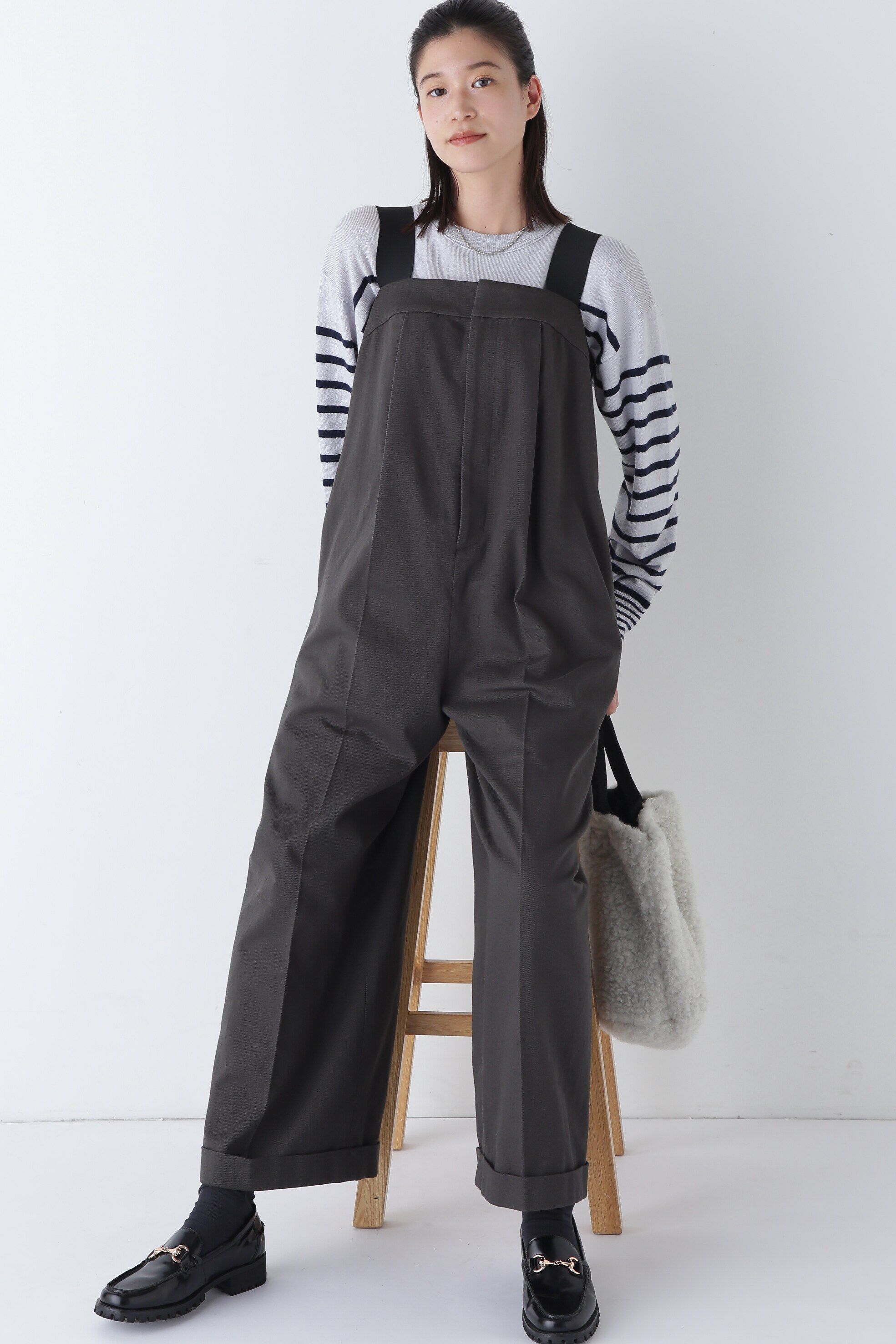  「◆カツラギ吊り付きバストパンツ」|ワンピース|チャコール1