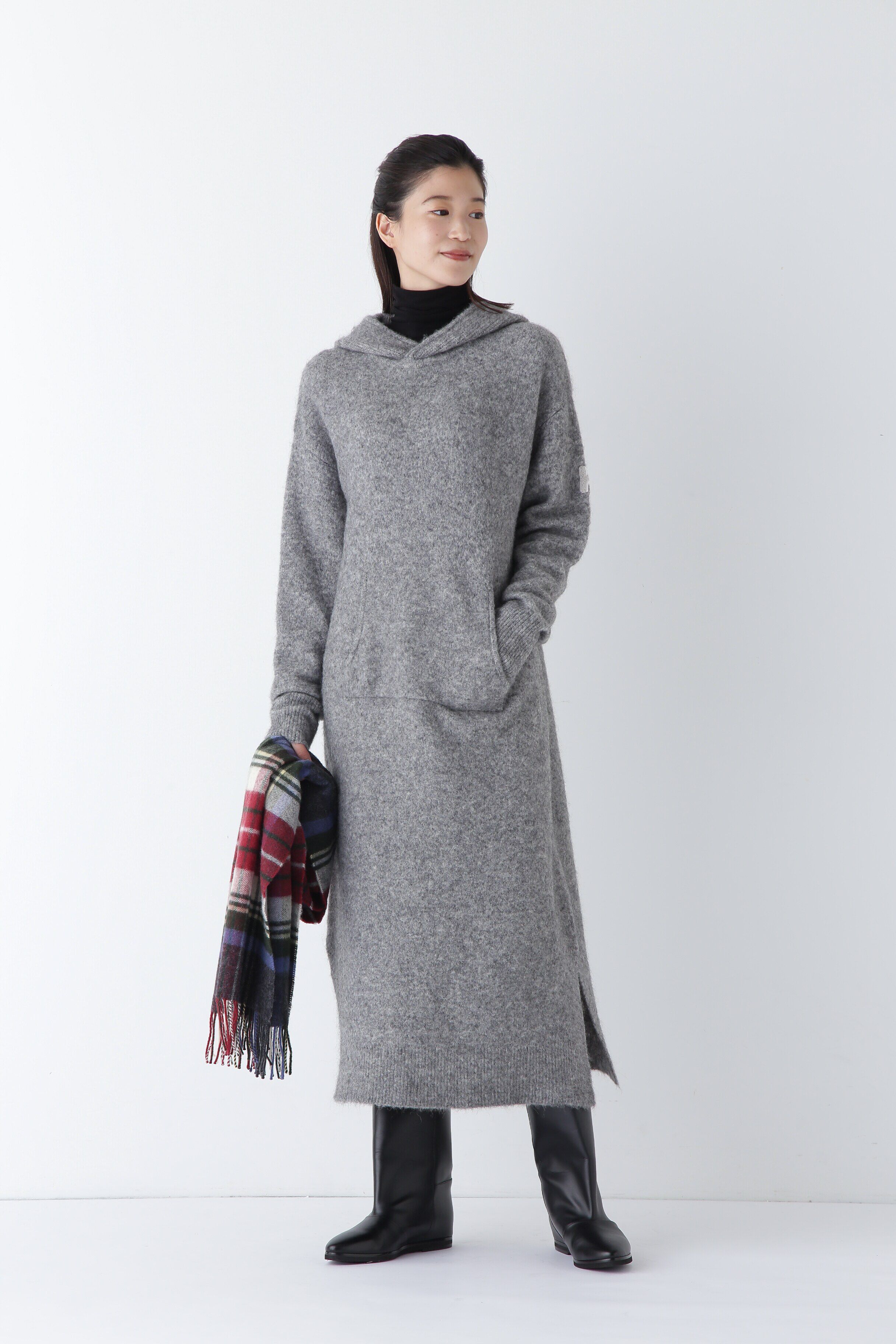  「◆モヘア混フーディーニットワンピース」|ワンピース|