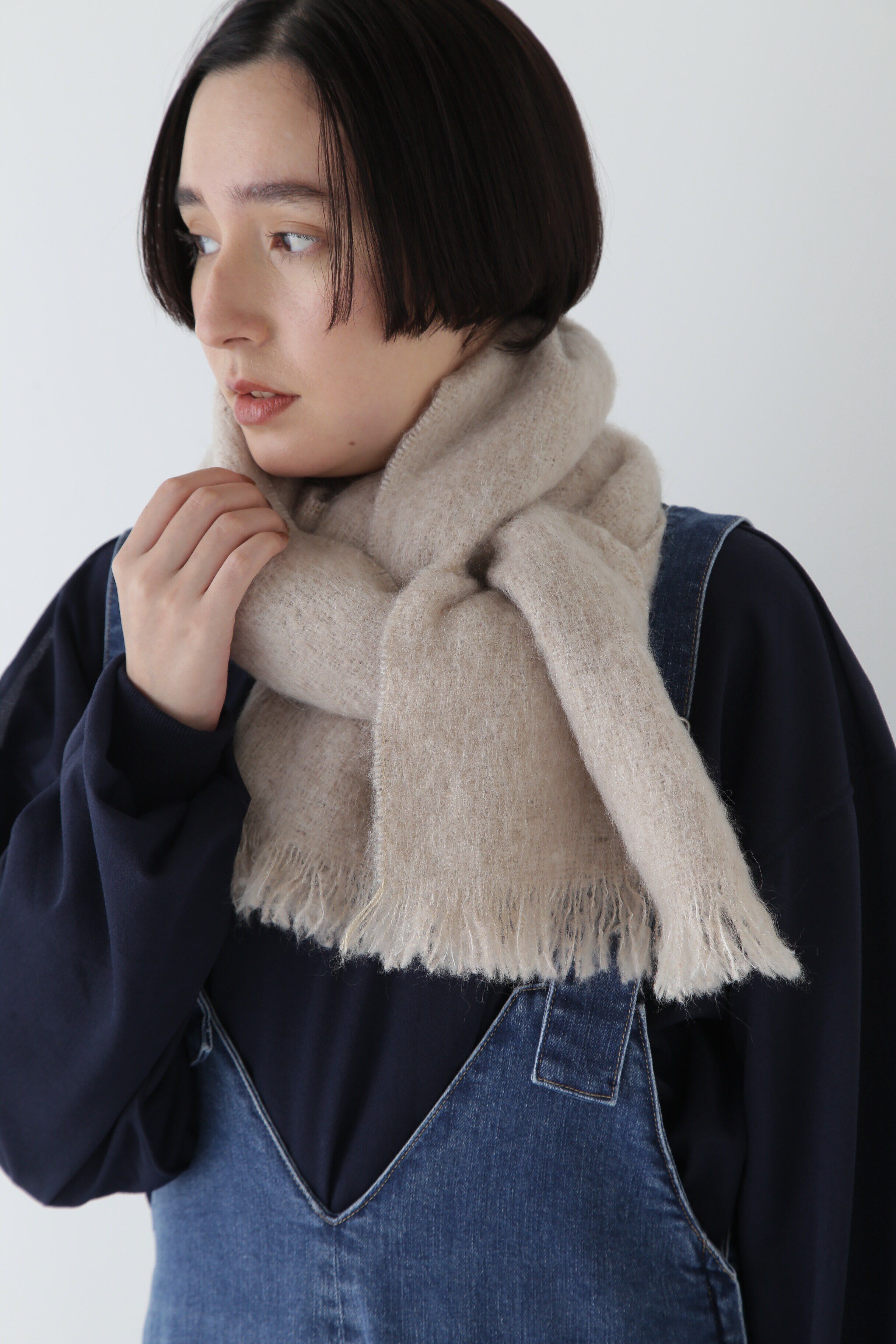  「モヘヤミックスストール」|バンダナ・スカーフ|ベージュ