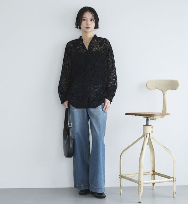 Doux archives「フロッキーレースバンドカラーシャツ／」|シャツ・ブラウス|