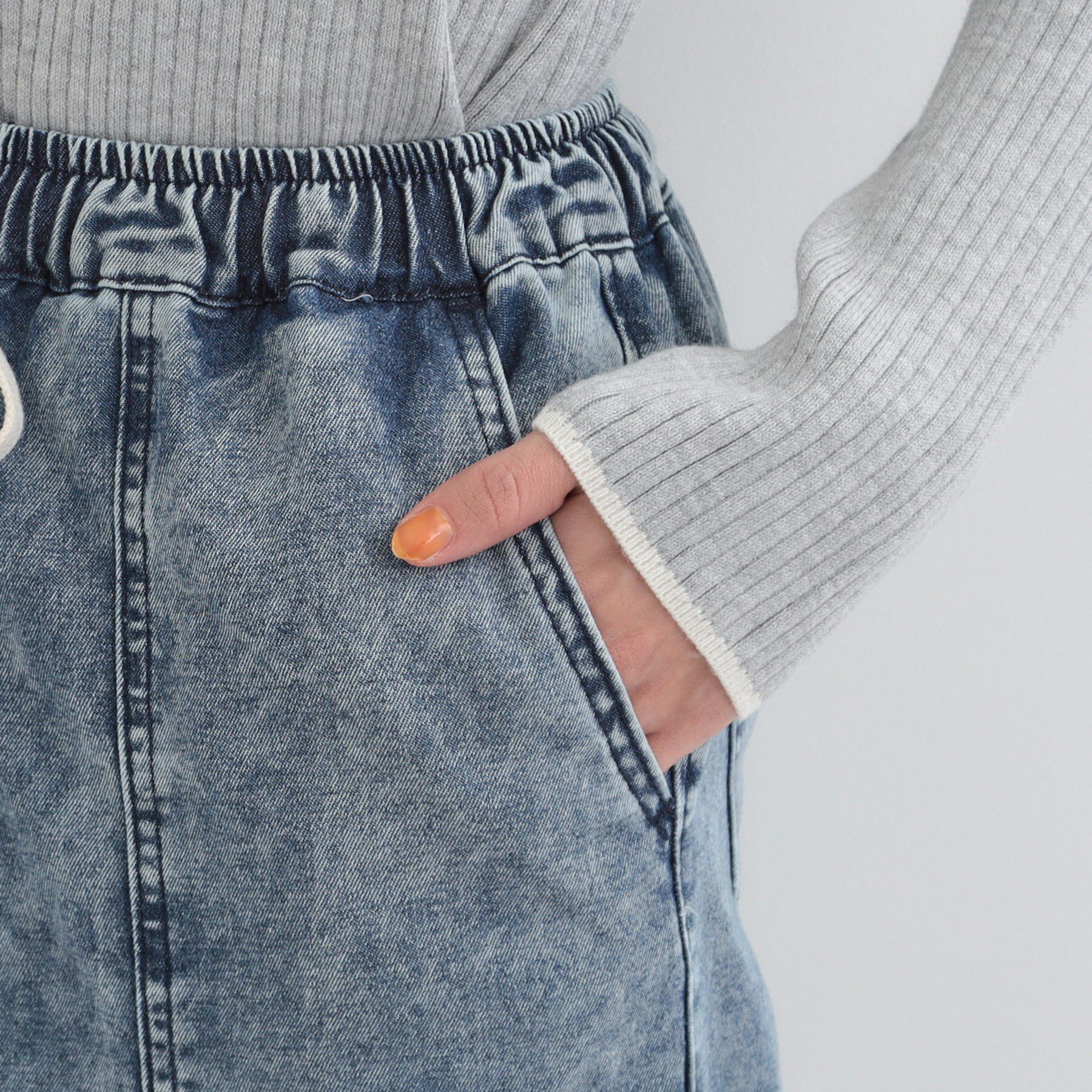 SHOO･LA･RUE「【S-LL】抜け感あるスタイルに ケミカルデニム イージーワイドパンツ」|デニム|