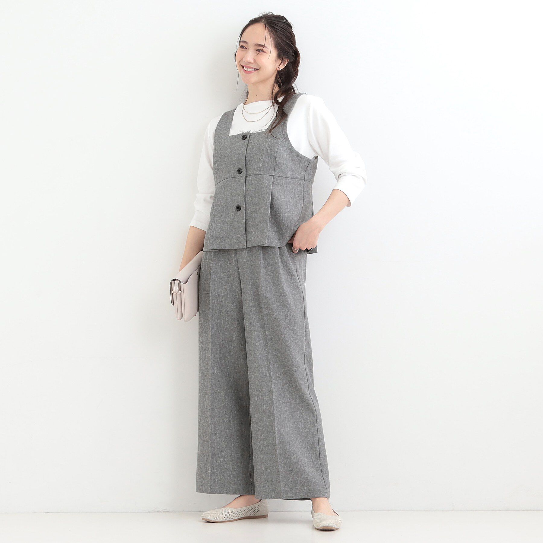 SHOO･LA･RUE「【2点セット/S-LL】大人っぽく上品に見える 麻調セットアップ」|スーツ|