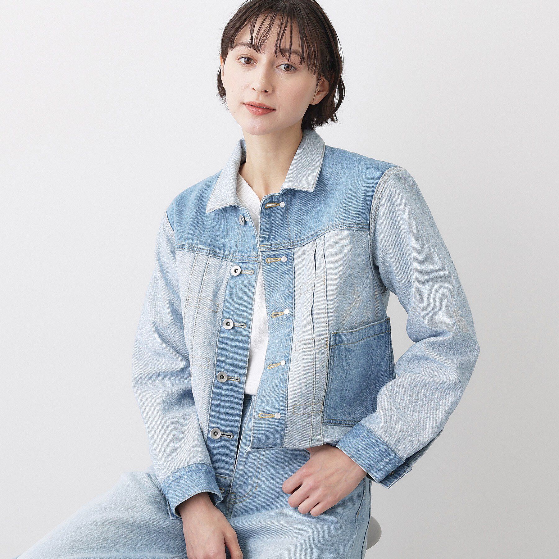 Dessin「【ユニセックス/2WAY】リバーシブルデニムジャケット」|デニムジャケット|サックスブルー(09