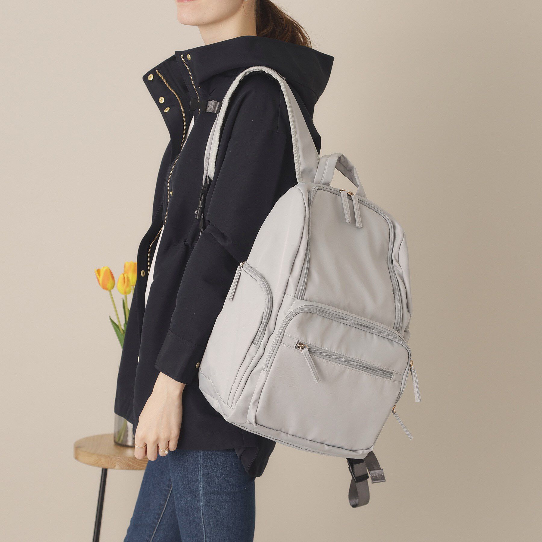 ITS&rsquo;DEMO「【A4対応／大容量】14ポケットリュック」|リュック|ライトグレー(011