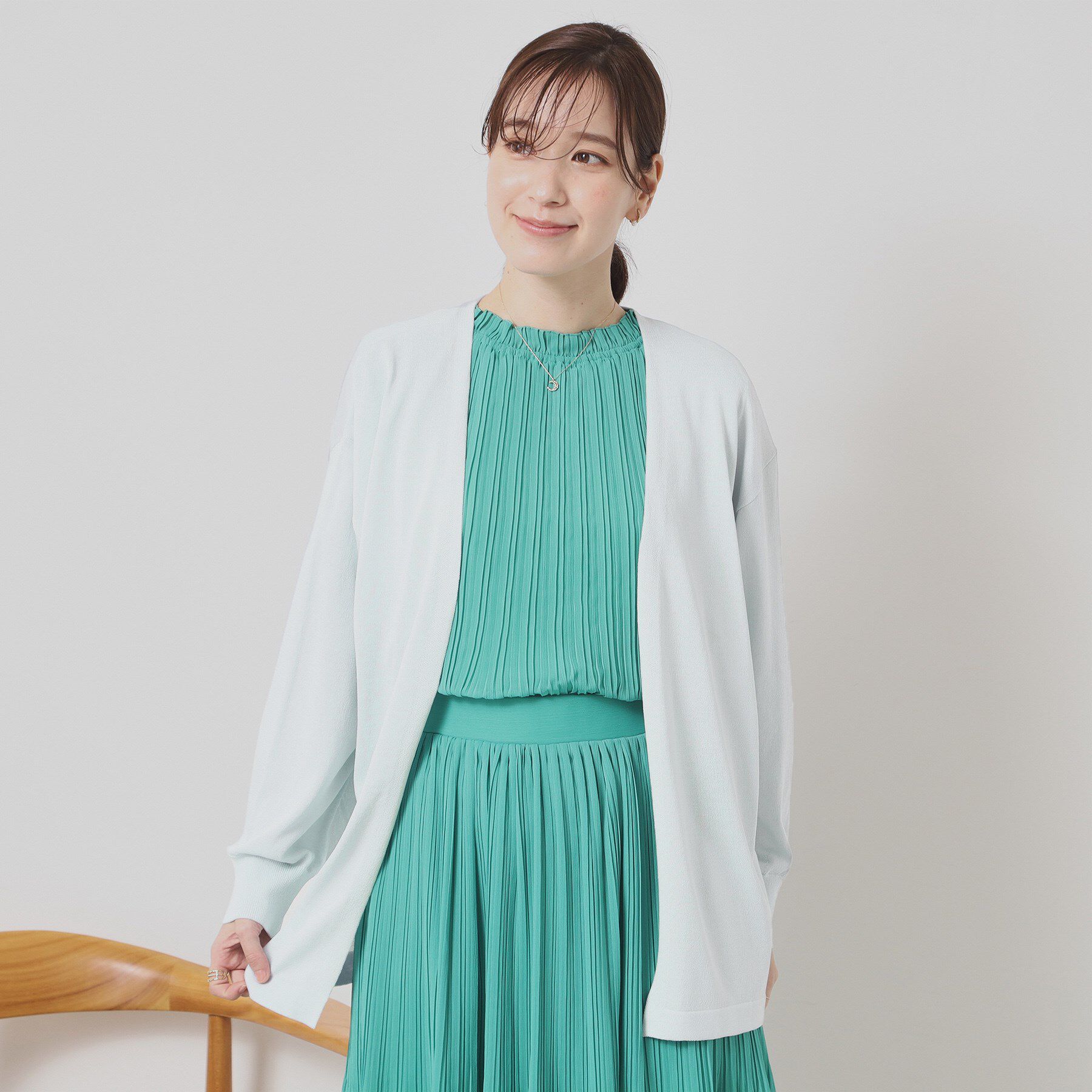 ITS&rsquo;DEMO「【UVケア／接触冷感／毛玉防止／手洗い可】着流しニットカーディガン」|カーディガン|サックスブルー(09