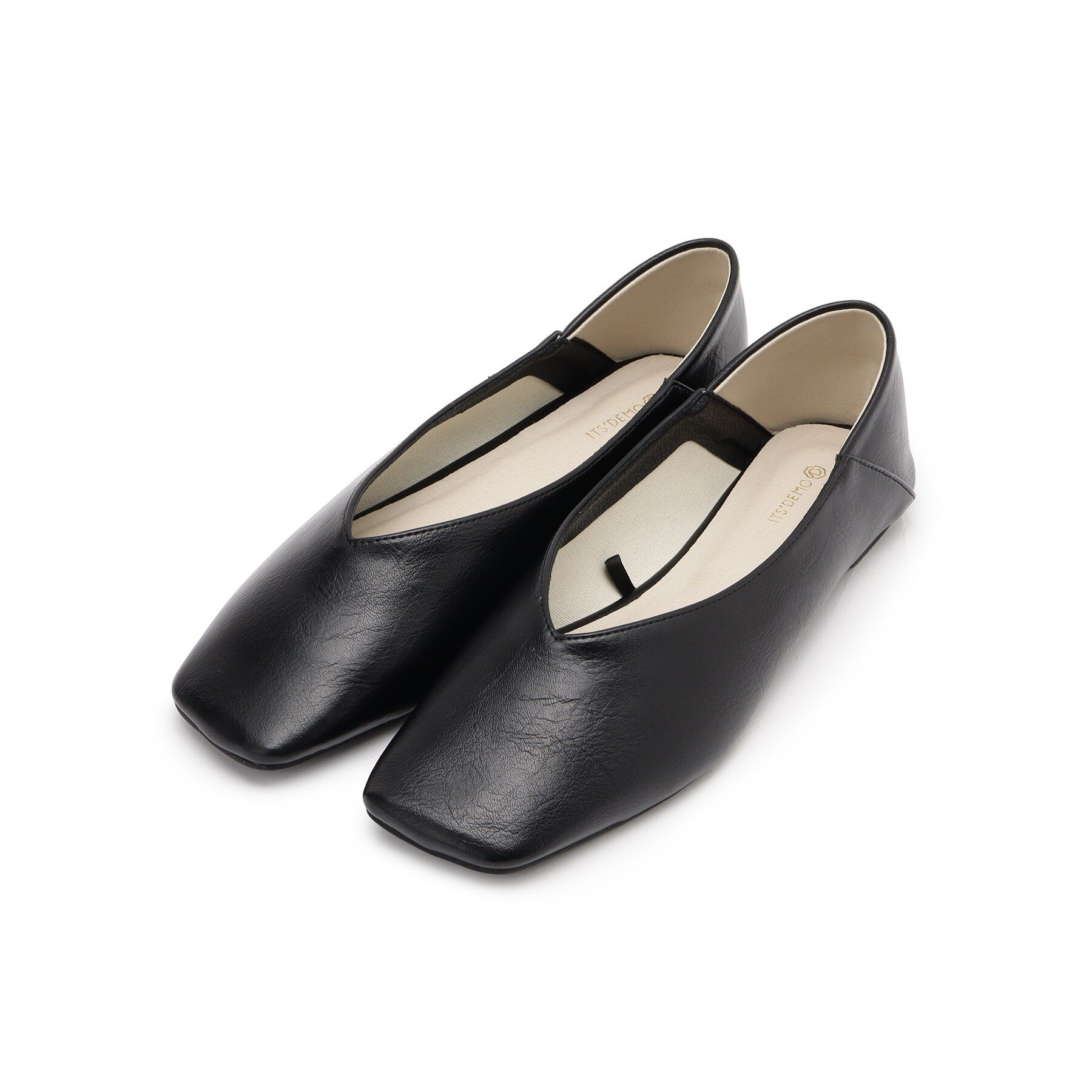 ITS&rsquo;DEMO「【3E幅】スクエアフラットパンプス」|パンプス|ブラック(019)