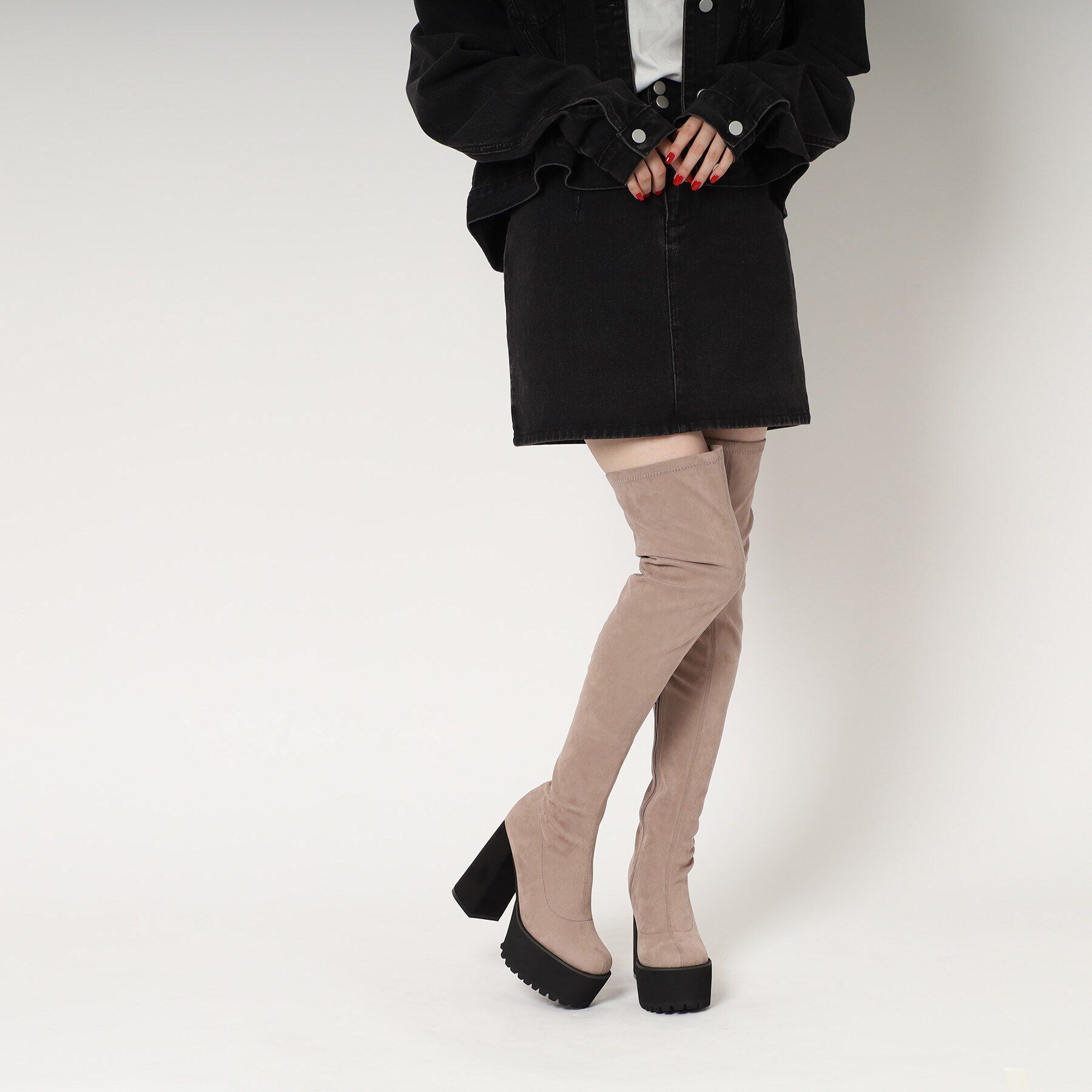 ESPERANZA「スクエアトゥ厚底ニーハイブーツ」|ショートブーツ|