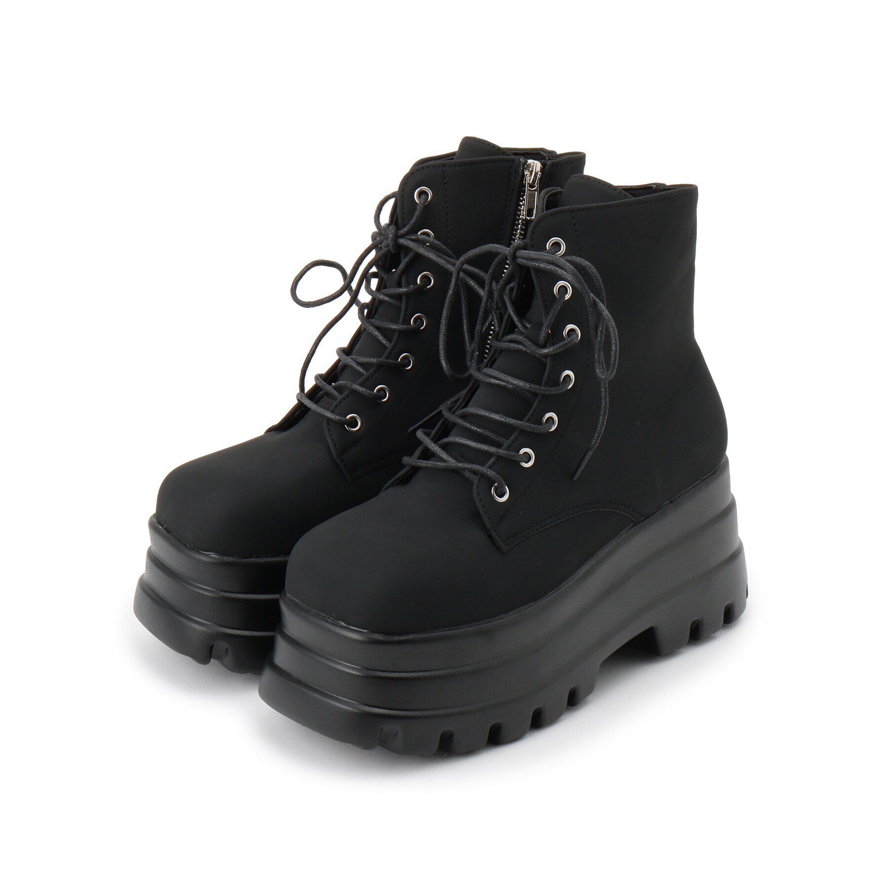 csT&P「厚底スクウェアレースアップブーツ」|ショートブーツ|