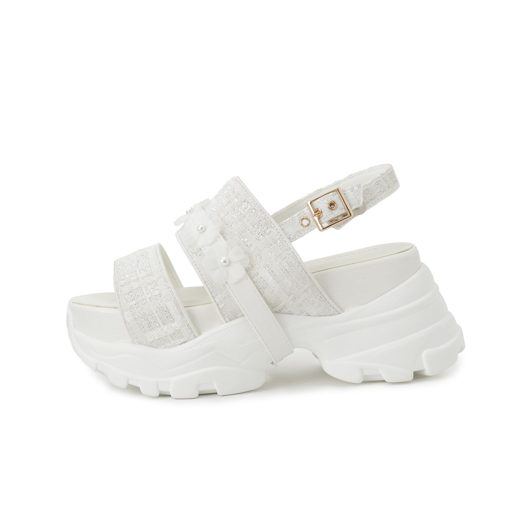 ESPERANZA「ツイード風フラワーベルトスポサン」|サンダル|