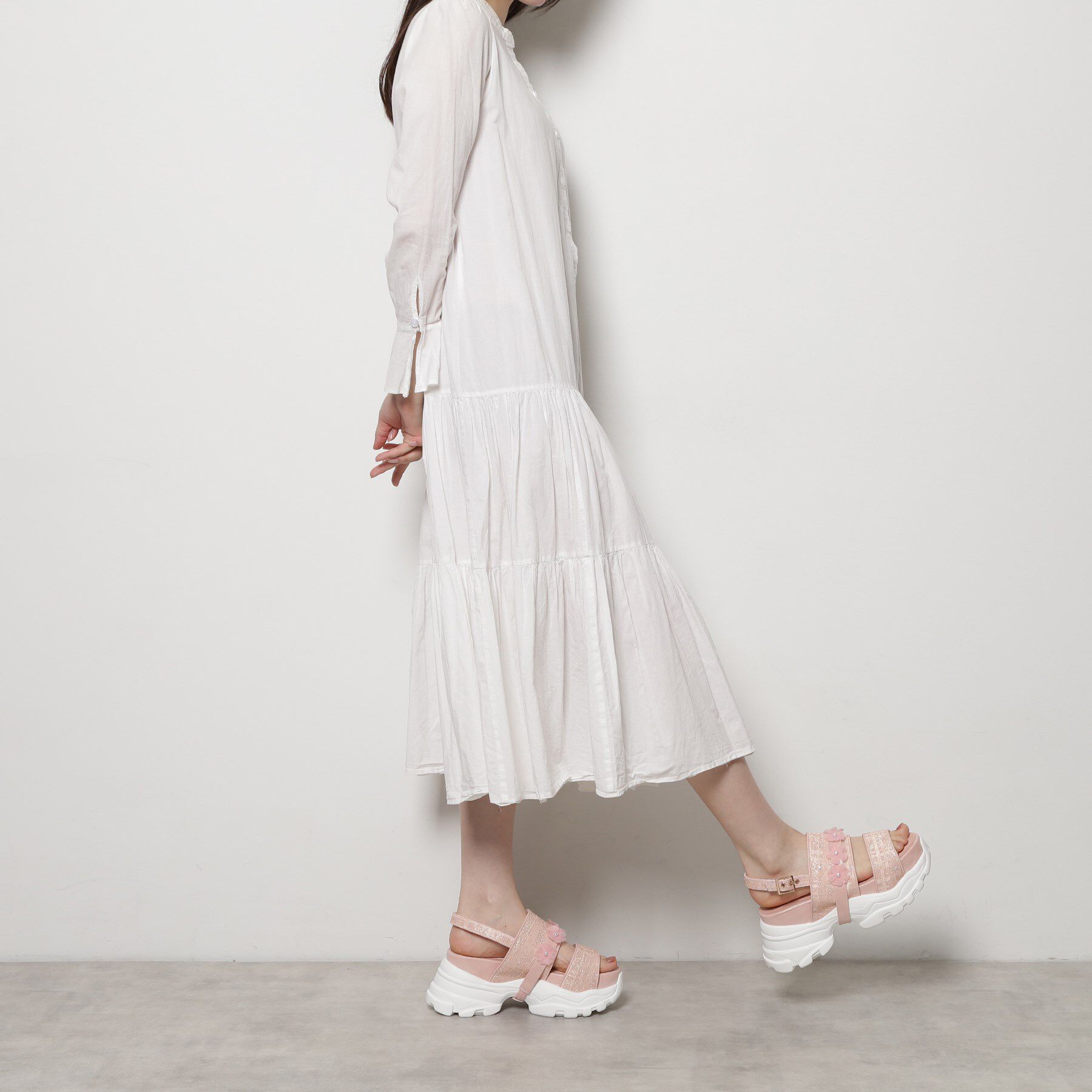 ESPERANZA「ツイード風フラワーベルトスポサン」|サンダル|