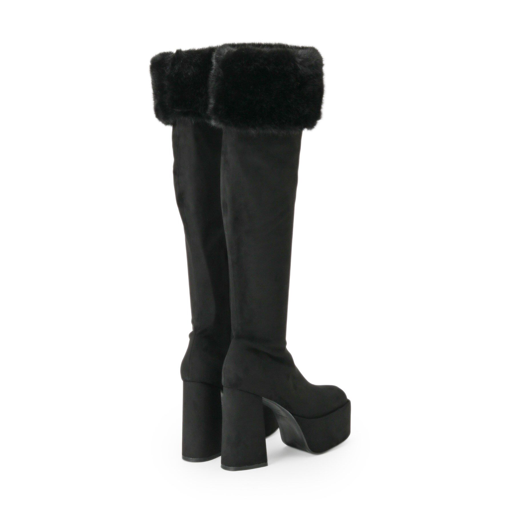 ESPERANZA「【ラク盛り／ニーハイブーツ】リピーター続出／脚長美脚 フェイクファーニーハイブーツ」|ショートブーツ|