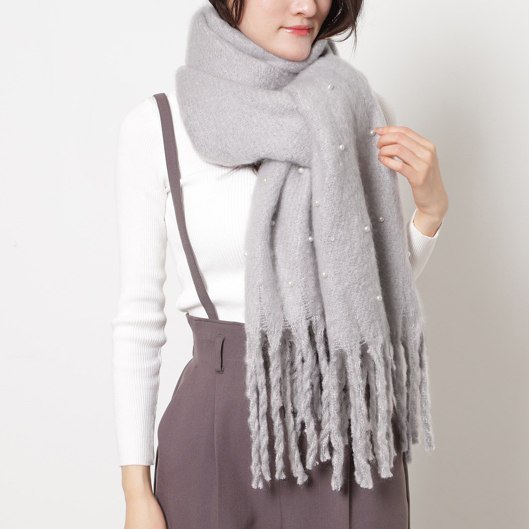 Ober Tashe「フェイクパール使いストール」|ストール|
