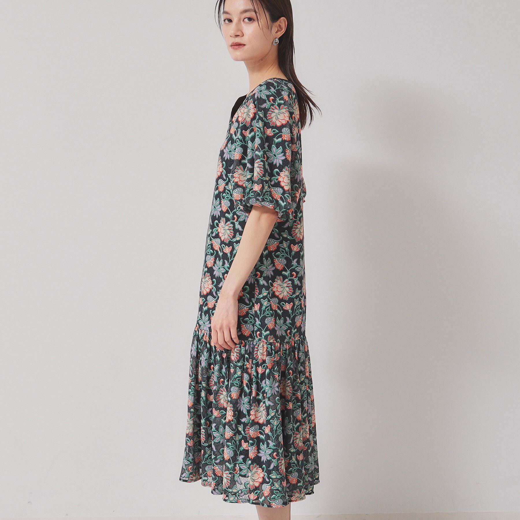 SunaUna「【オパールレース／パフスリーブ】ティアードワンピース」|ワンピース|