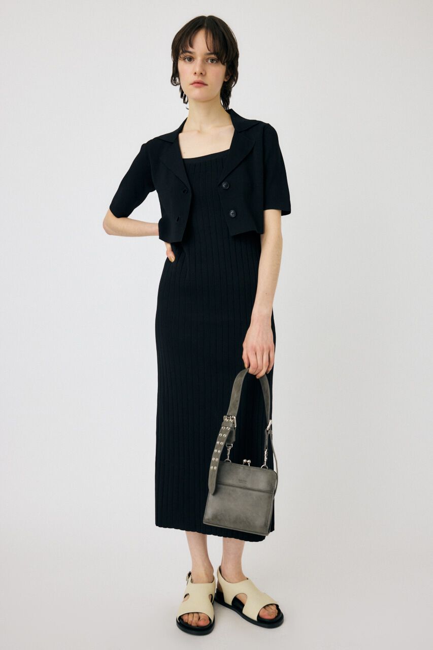 MOUSSY「SHIRT COMBI KNIT ドレス」|ワンピース|BLK