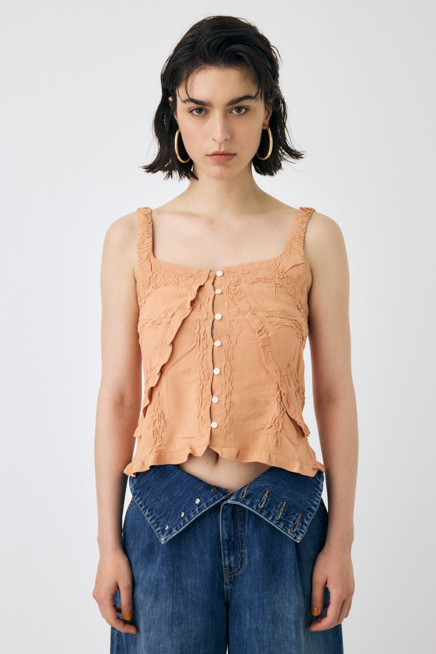 MOUSSY「BUTTON UP SMOCKING キャミ」|キャミソール|