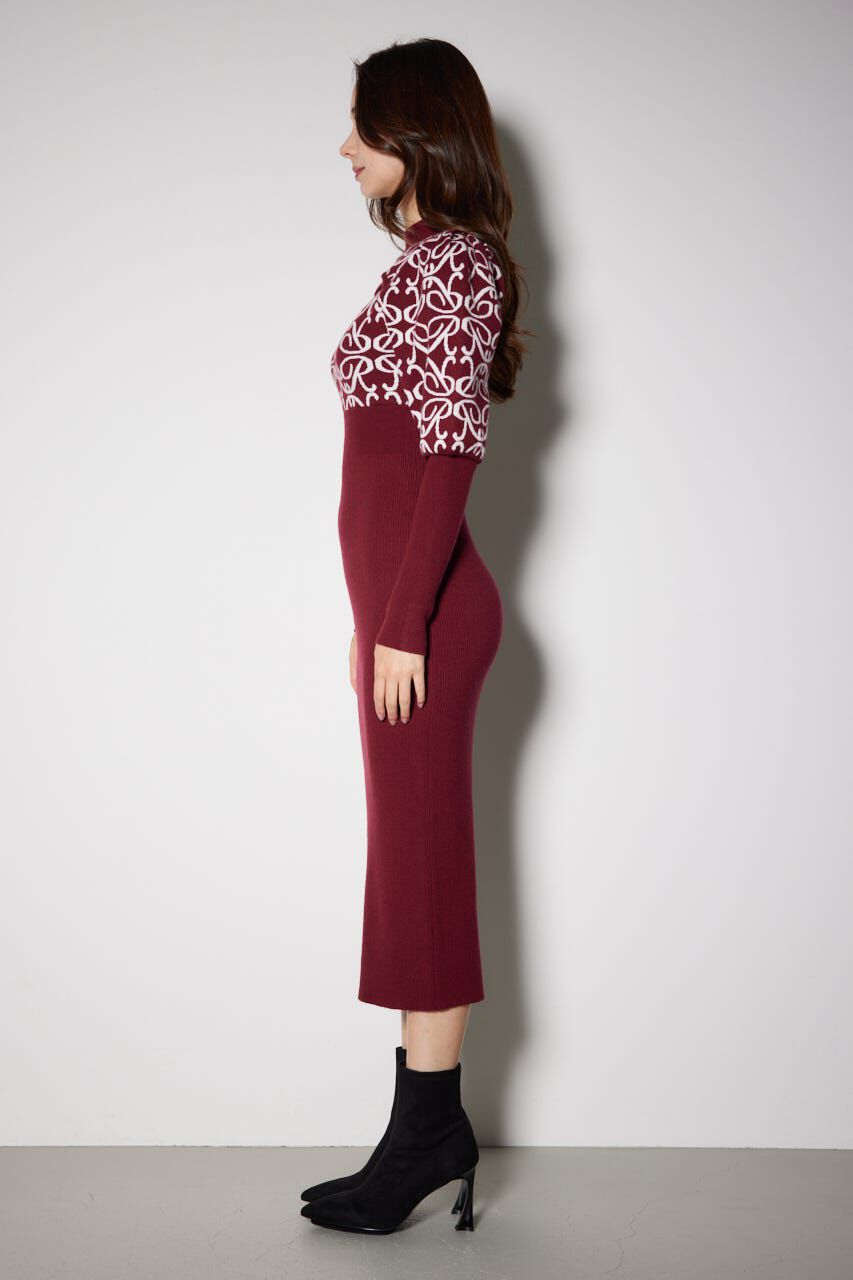 rienda「ロゴジャガードニットタイトワンピース」|ワンピース|