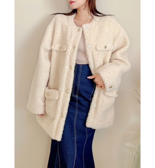 dazzlin「ボアフレンチブルゾン」|ブルゾン・スタジャン|ベージュ