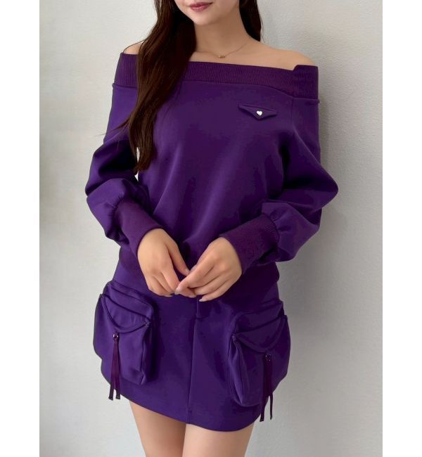 dazzlin「ワイドスクエアネックスウェット」|Tシャツ・カットソー|パープル