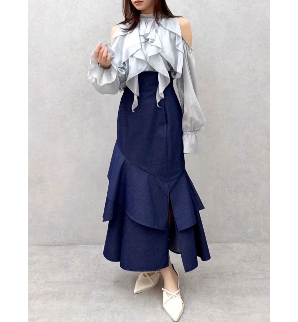 dazzlin「【再生産/新色追加】バックレースアップアシメマーメイドスカート」|スカート|