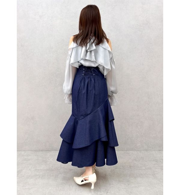 dazzlin「【再生産/新色追加】バックレースアップアシメマーメイドスカート」|スカート|