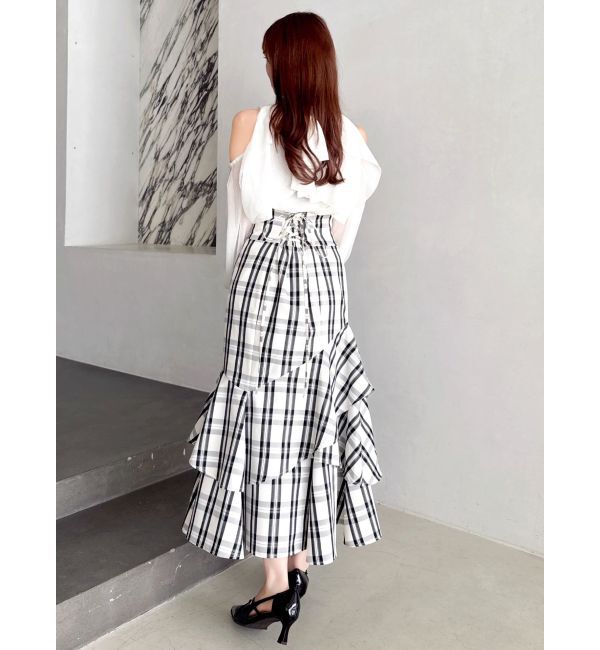 dazzlin「【再生産/新色追加】バックレースアップアシメマーメイドスカート」|スカート|