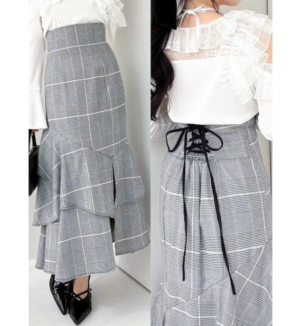 dazzlin「【再生産/新色追加】バックレースアップアシメマーメイドスカート」|スカート|