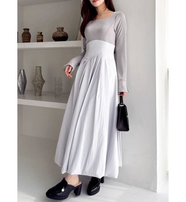 dazzlin「カットドッキングタックバルーンワンピース」|ワンピース|グレー