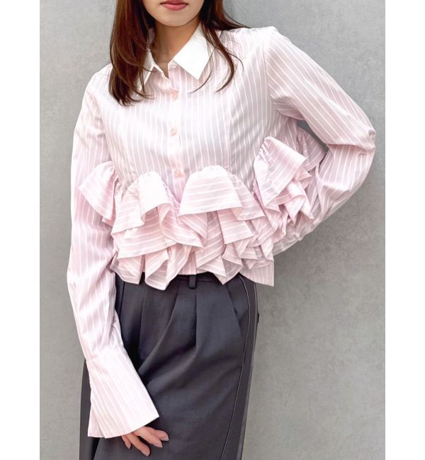 dazzlin「ウェーブフリルショートシャツ」|シャツ・ブラウス|ピンク