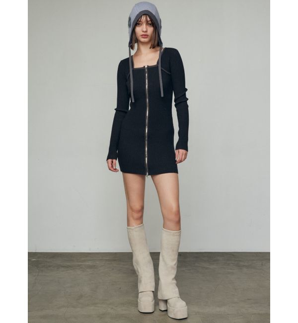 EMODA「プレーティングリブジップワンピース」|ワンピース|