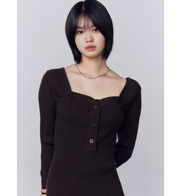 EMODA「フロントボタンリブニットワンピース」|ワンピース|