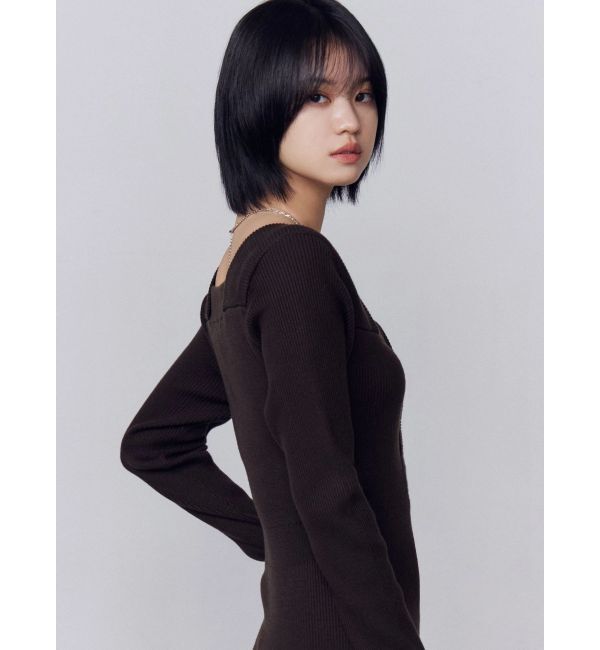 EMODA「フロントボタンリブニットワンピース」|ワンピース|