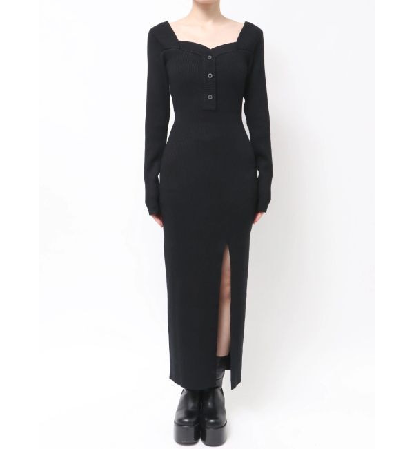 EMODA「フロントボタンリブニットワンピース」|ワンピース|