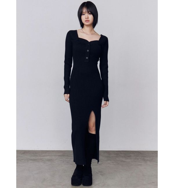 EMODA「フロントボタンリブニットワンピース」|ワンピース|
