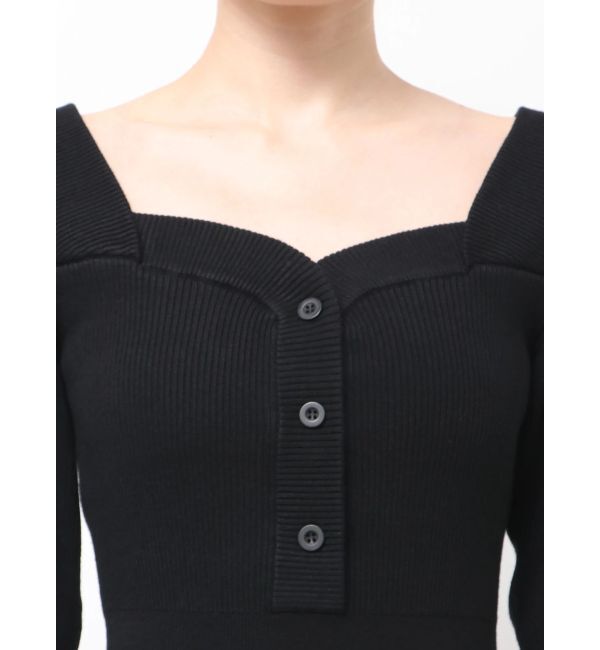 EMODA「フロントボタンリブニットワンピース」|ワンピース|