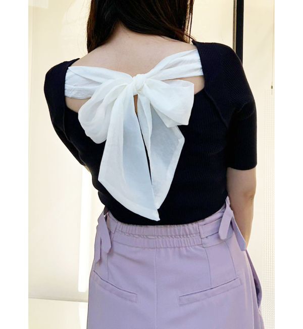 MERCURYDUO「2WAY異素材BIGリボンニット」|ニット・セーター|