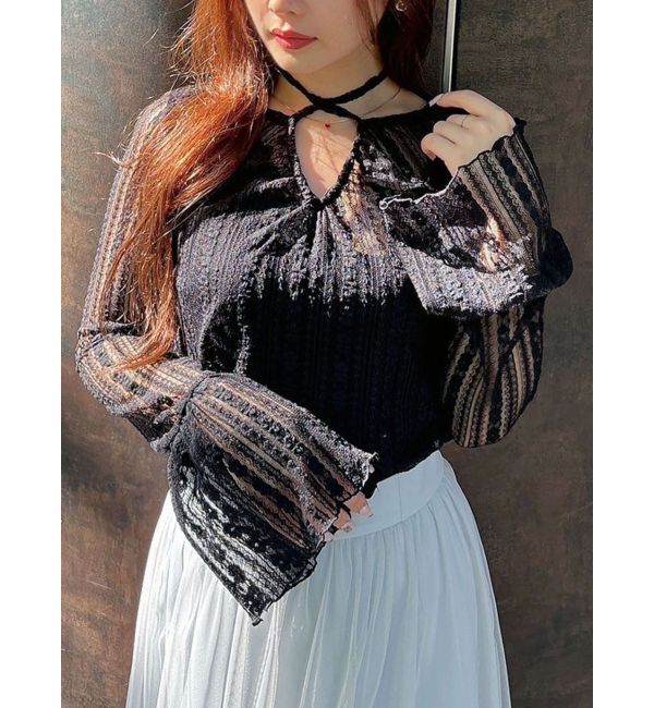 MERCURYDUO「ストレッチレースカットソー」|Tシャツ・カットソー|