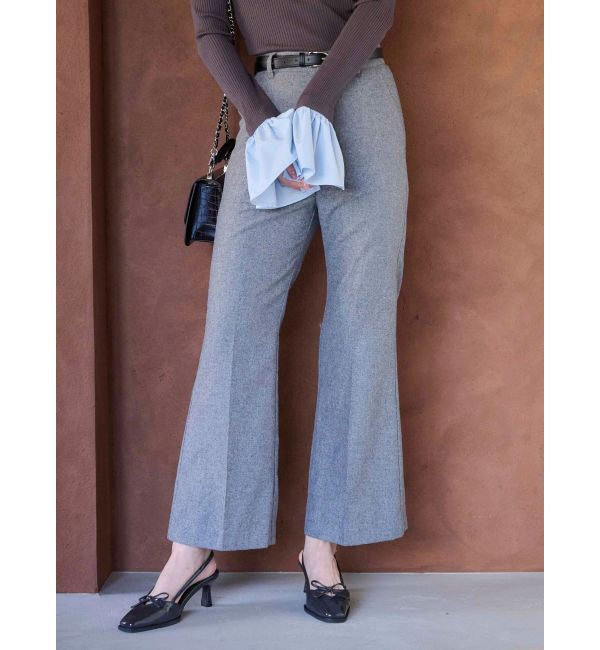 MERCURYDUO「ウールライクセンタープレスワイドパンツ」|その他|グレー