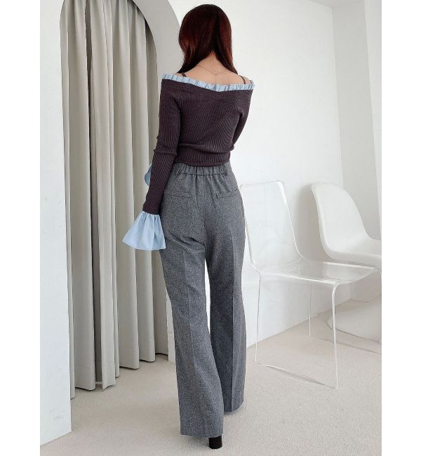 MERCURYDUO「ウールライクセンタープレスワイドパンツ」|その他|