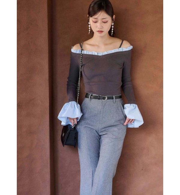 MERCURYDUO「ウールライクセンタープレスワイドパンツ」|その他|