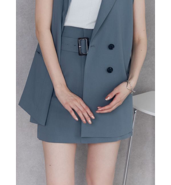 MURUA「ハイウエストベルトミニスカート」|スカート|ブルー