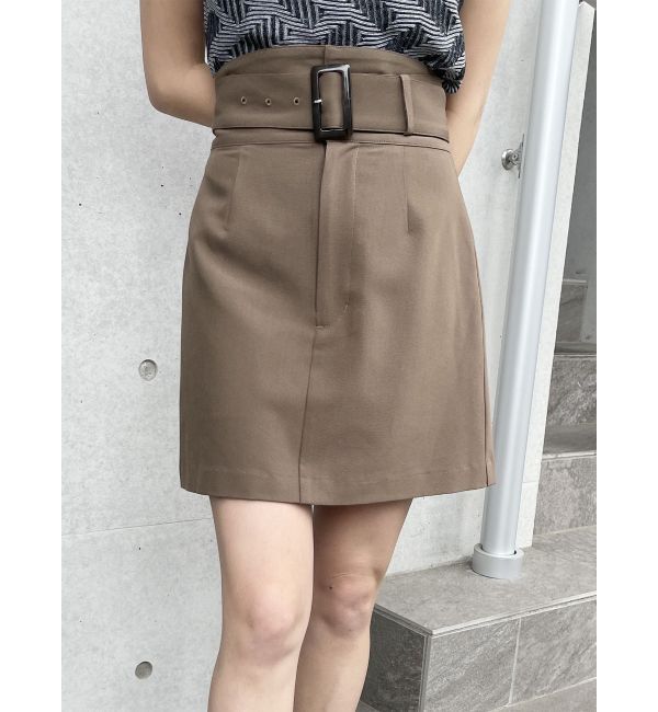 MURUA「ハイウエストベルトミニスカート」|スカート|ブラウン