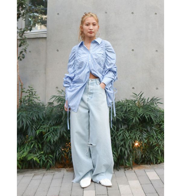 Ungrid「ギャザーデザインルーズシャツ」|シャツ・ブラウス|