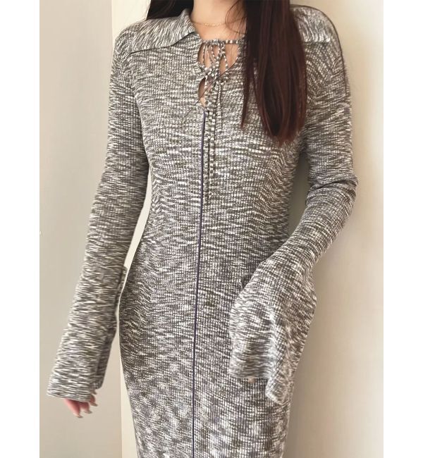 LAGUNAMOON「リボンカラーネックニットワンピース」|ワンピース|