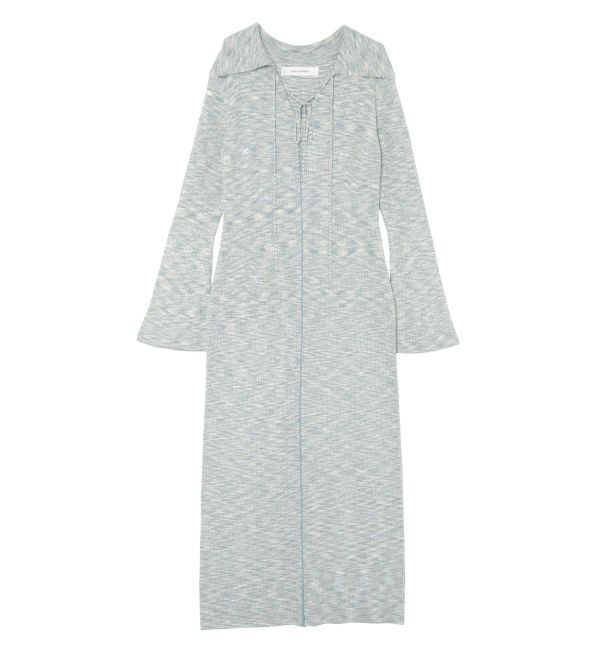 LAGUNAMOON「リボンカラーネックニットワンピース」|ワンピース|ブルー