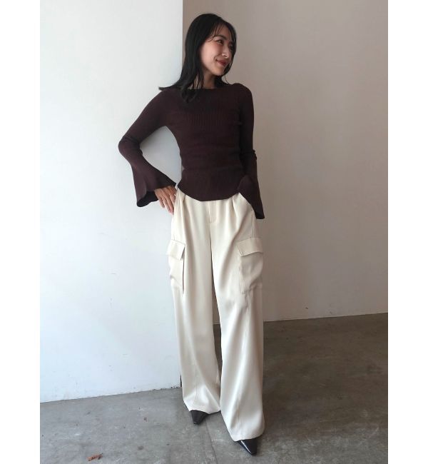 LAGUNAMOON「サテンカーゴワイドパンツ」|カーゴ|