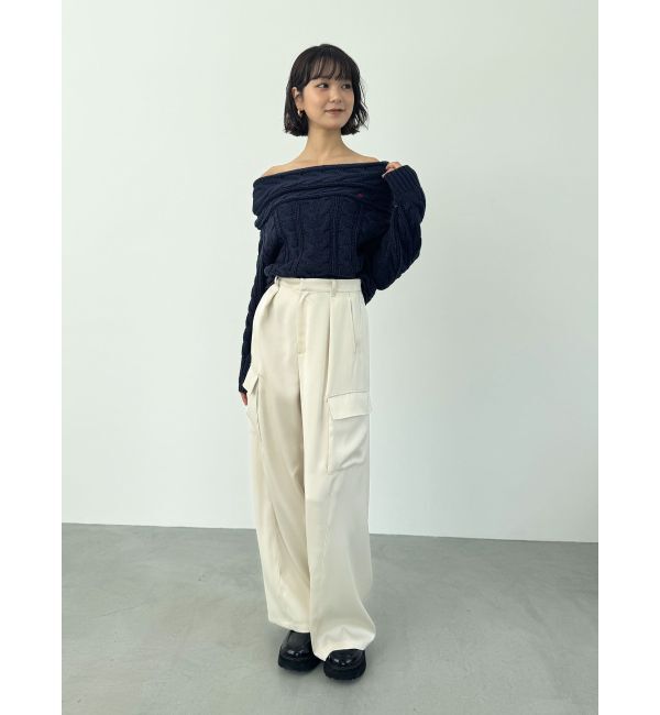 LAGUNAMOON「サテンカーゴワイドパンツ」|カーゴ|