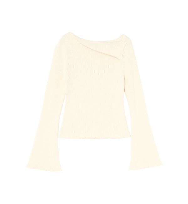 LAGUNAMOON「アシンメトリーラペルリブニットプルオーバー」|ニット・セーター|